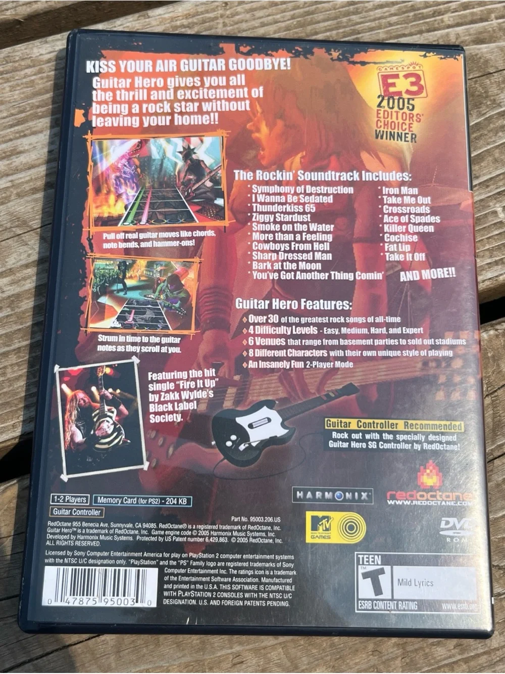 Sony PlayStation 2 Guitar Hero with Red Guitar Artwork